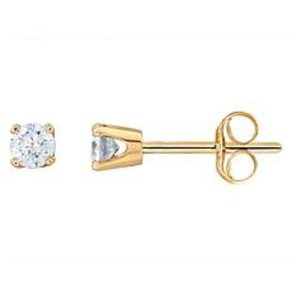 Lab grown .50ct Real Diamond Screw back Stud 10k solid yellow gold Pre owned